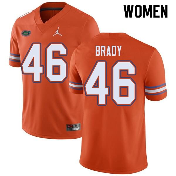 NCAA Florida Gators John Brady Women's #46 Jordan Brand Orange Stitched Authentic College Football Jersey QAP1364NK